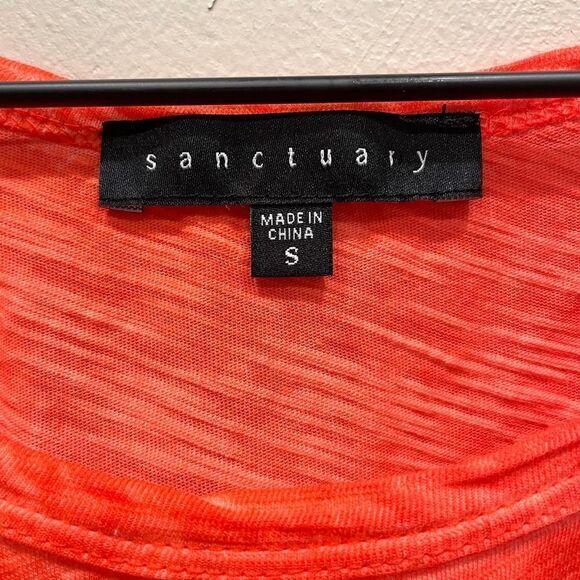 Sanctuary Lou Lou Bright Orange/Pink Cold Shoulder Top - Size: Small - Picture 3 of 8